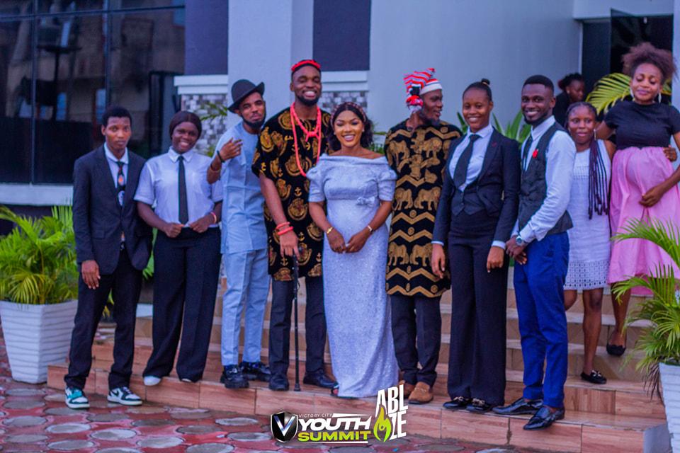 Young people gathered outside at the Youth Summit